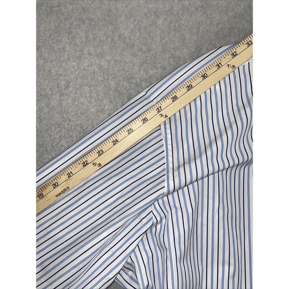 Polo Ralph Lauren Shirt Men's 17 1/2 36/37 Blue Striped Classic Fit Button Up‎ - Picture 6 of 11